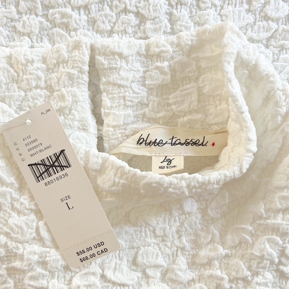 Anthropologie Blue Tassel Popcorn Crop Tank Top White Ivory NWT - Picture 11 of 16